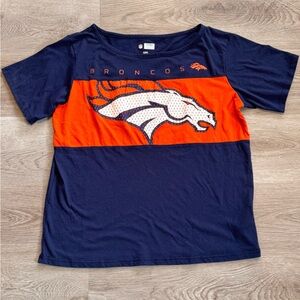 Women’s Denver Broncos NFL Team Apparel Navy and Orange T-Shirt